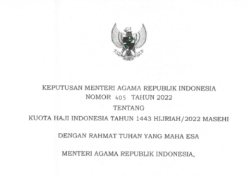 Menag Terbitkan Ketentuan Kuota Haji Indonesia 1443 H/ 1