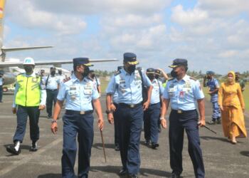 Danlanud RSA Terima Kunker Pangkoopsud I dan Kapuslaiklambangjaau di Lanud RSA 1