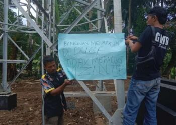 Diduga Belum Memiliki Izin, Gabungan Ormas dan LSM Di Banjarsari Menutup Sementara Pembangunan Tower Milik PT. Dayamitra Telekomunikasi 1