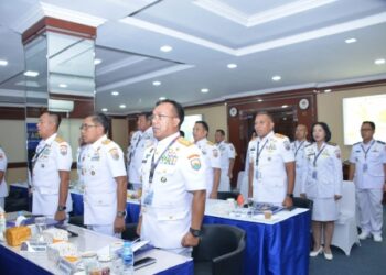 Danlantamal VII Laksma TNI I Putu Darjatna, M.Tr.Opsla Ikuti Acara Entry Briefing Pangkoarmada RI 17