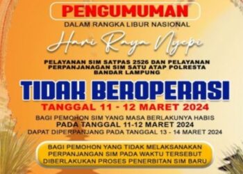 Polda Lampung : Jelang Libur Nasional, Layanan SIM Polda Lampung Libur Dua Hari 16