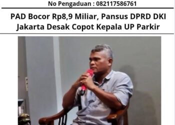 PAD Bocor, Pansus Parkir DPRD DKJ Didesak Rekomendasi Copot Kepala UP Parkir 1