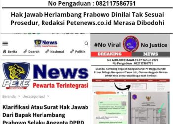 Hak Jawab Herlambang Prabowo Dinilai Tak Sesuai Prosedur, Redaksi Petenews.co.id Merasa Dibodohi 15