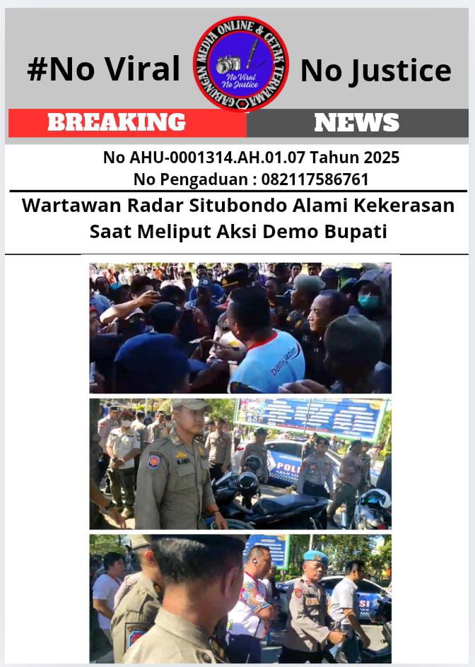 Wartawan Radar Situbondo Alami Kekerasan Saat Meliput Aksi Demo Bupati 1 Wartawan Radar Situbondo Alami Kekerasan Saat Meliput Aksi Demo Bupati 1