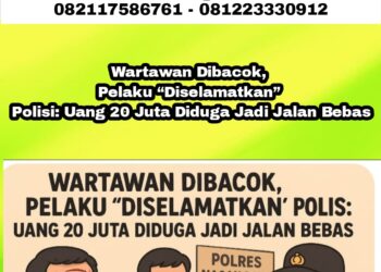 Wartawan Dibacok, Pelaku 'Diselamatkan' Polisi, Uang 20 Juta Diduga Jadi Jalan Bebas Pelaku 1