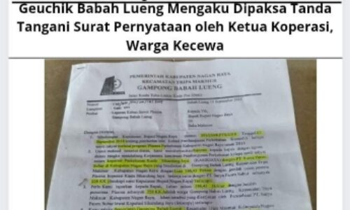 Geuchik Babah Lueng Mengaku Dipaksa Tanda Tangani Surat Pernyataan oleh Ketua Koperasi, Warga Kecewa 5