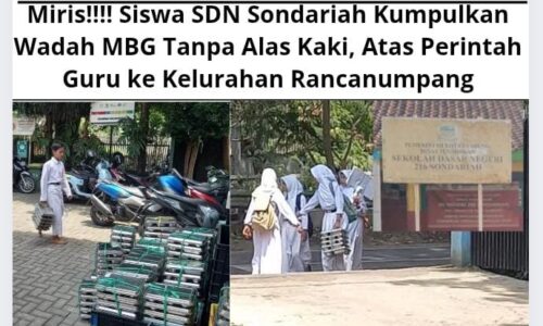 Miris!!!! Siswa SDN Sondariah Kumpulkan Wadah MBG Tanpa Alas Kaki, Atas Perintah Guru ke Kelurahan Rancanumpang 4
