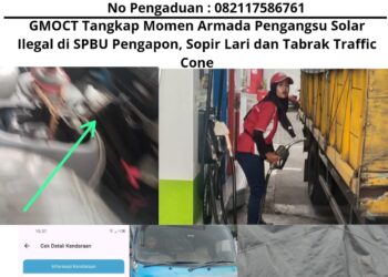 GMOCT Tangkap Momen Armada Pengangsu Solar Ilegal di SPBU Pengapon, Sopir Lari dan Tabrak Traffic Cone 19