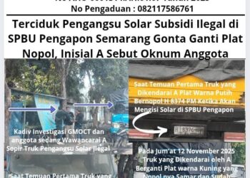 Terciduk Pengangsu Solar Subsidi Ilegal di SPBU Pengapon Semarang Gonta Ganti Plat Nopol, Inisial A Sebut Oknum Anggota 20