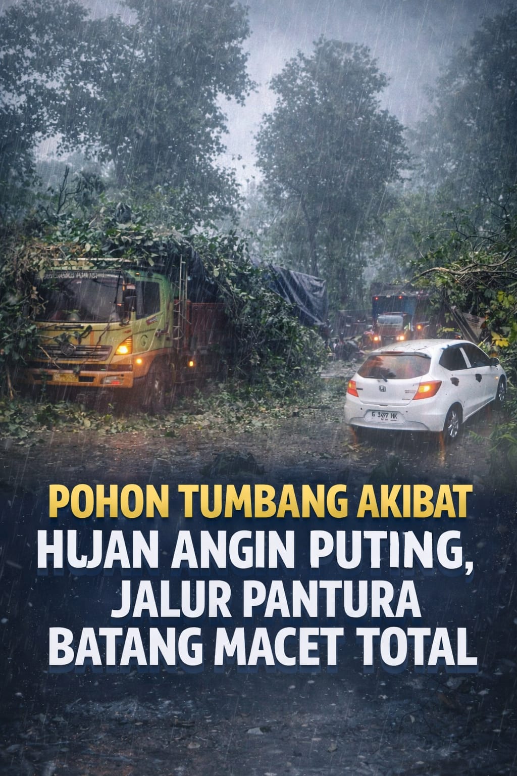 Pohon Tumbang Akibat Hujan Angin Puting Beliung, Jalur Pantura Batang Macet Total 1 Pohon Tumbang Akibat Hujan Angin Puting Beliung, Jalur Pantura Batang Macet Total 1