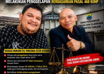 Bupati dan Kadisdik Cianjur Diminta Tegas: Jangan Lindungi Oknum Guru yang Melakukan Penggelapan berdasarkan Pasal 468 KUHP 17