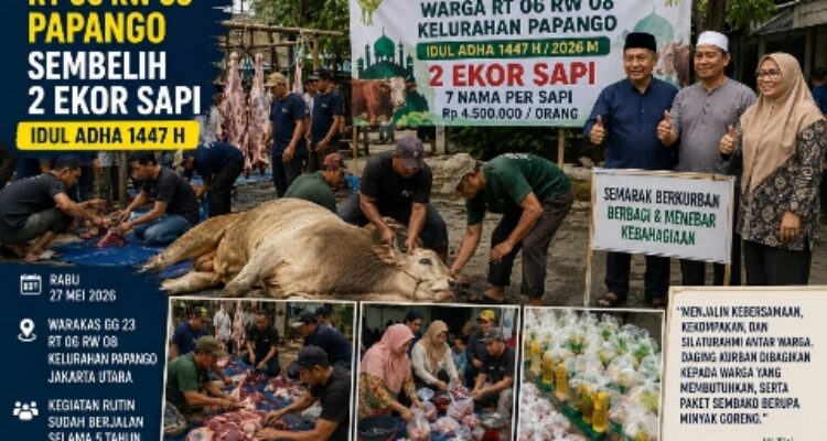 Paket Kurban Rt 06 RW 08 Kelurahan Papanggo Sembelih Dua Ekor Sapi Pada Moment Idul Adha 1447 H 1