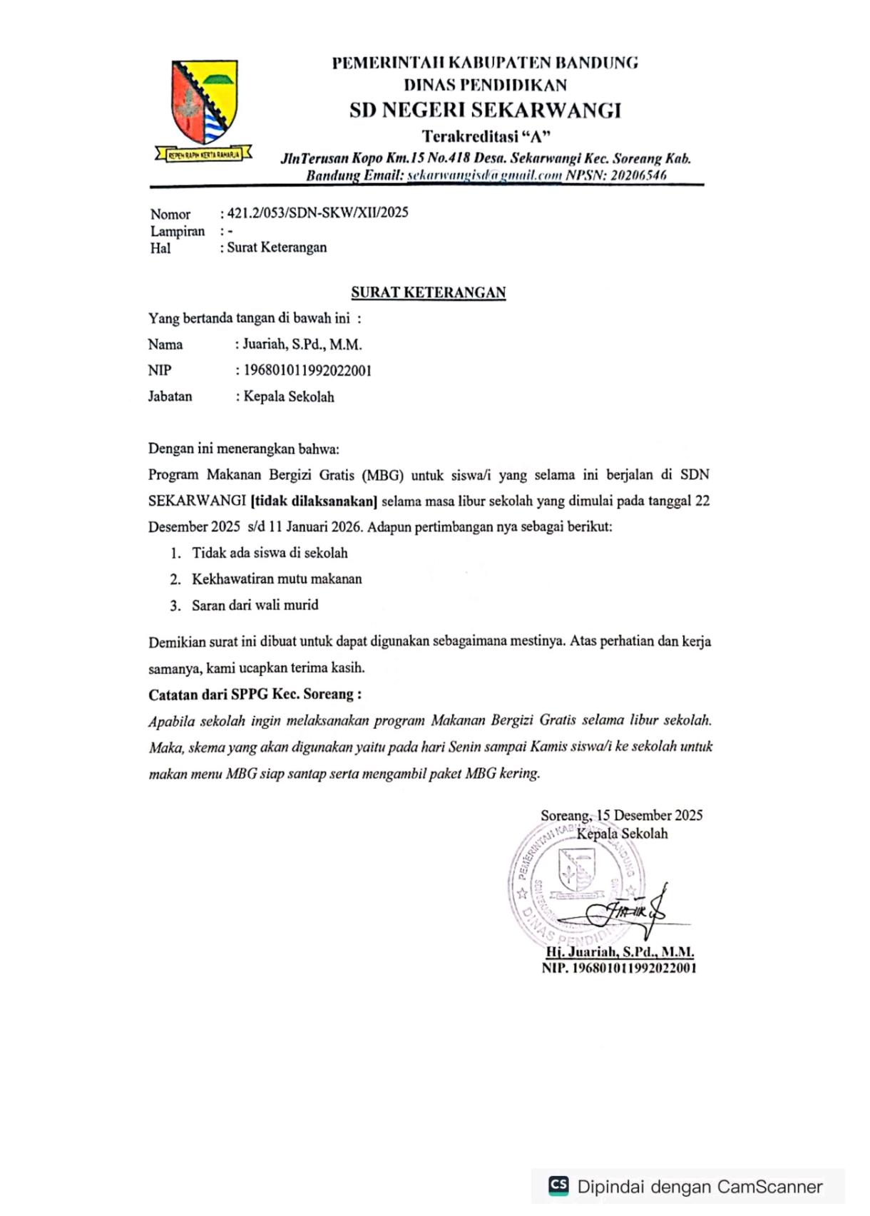 Diduga Dana MBG SDN Sekarwangi “MENGUAP” Saat LIBUR Semester, Ratusan Juta Dipertanyakan 6 Diduga Dana MBG SDN Sekarwangi “MENGUAP” Saat LIBUR Semester, Ratusan Juta Dipertanyakan 6