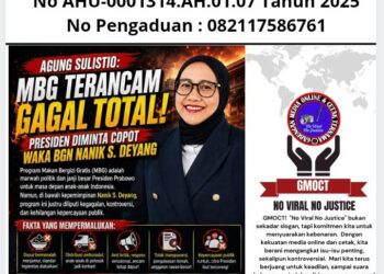 AGUNG SULISTIO: MBG Terancam Gagal Total, Presiden Diminta Copot Waka BGN Nanik S. Deyang 20