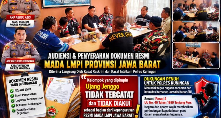 Kasat Reskrim dan Kasat Intelkam Polres Kuningan Terima Dokumen Resmi MADA LMPI Jabar, di Tengah Aksi Massa yang Mengatasnamakan LMPI Oleh Ujang Jenggo Cs 1