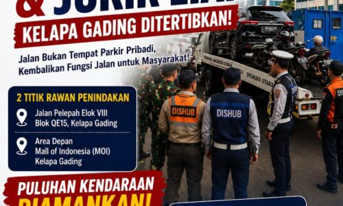 Razia Gabungan Sudinhub Jakut di Kelapa Gading, Puluhan Kendaraan Parkir Liar Diderek dan Jukir Ilegal Diamankan 6