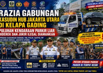 Razia Gabungan Sudinhub Jakut di Kelapa Gading, Puluhan Kendaraan Parkir Liar Diderek dan Jukir Ilegal Diamankan 19