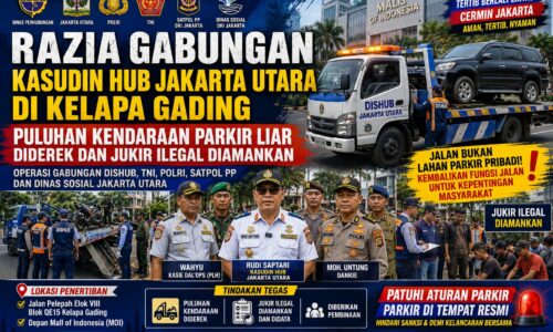 Razia Gabungan Sudinhub Jakut di Kelapa Gading, Puluhan Kendaraan Parkir Liar Diderek dan Jukir Ilegal Diamankan 6