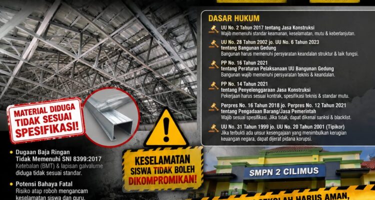 Diduga Gunakan Baja Ringan Tak Sesuai SNI, Proyek Revitalisasi SMPN 2 Cilimus Berpotensi Langgar UU Jasa Konstruksi, UU Bangunan Gedung, hingga UU Tipikor 1