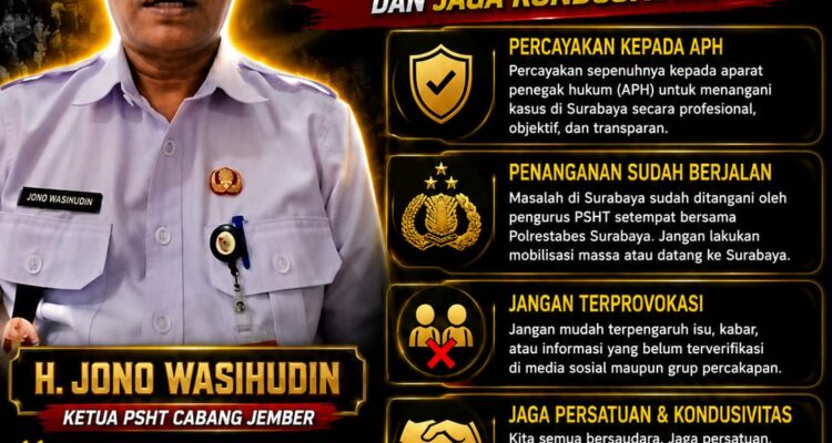 H. Jono Wasihudin Tegaskan Warga PSHT Cabang Jember Tidak Terprovokasi, Percayakan Penanganan Kasus kepada APH 2