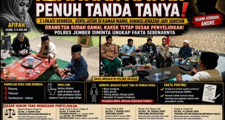 Kematian Afifah Penuh Tanda Tanya: Orang Tua Sudah Damai, Kakek Tetap Desak Penyelidikan — Polres Jember Diminta Ungkap Fakta Sebenarnya 1