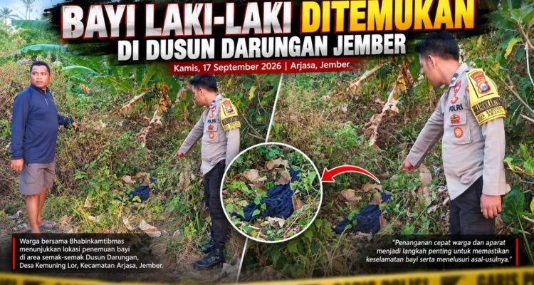 BAYI LAKI-LAKI DITEMUKAN DI DUSUN DARUNGAN JEMBER, APARAT TELUSURI ASAL-USULNYA 3