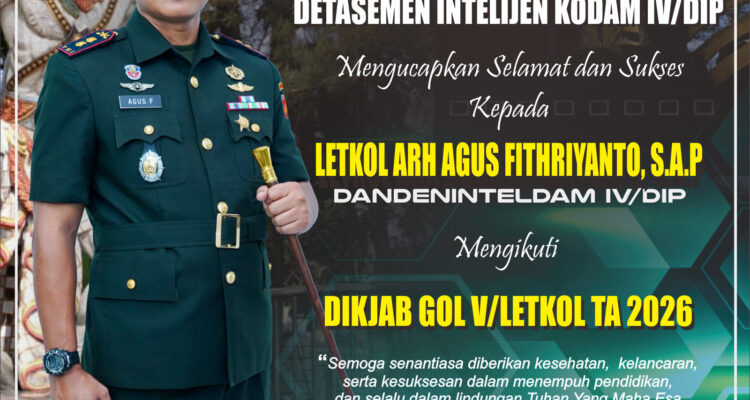 Dandeninteldam IV/Diponegoro Letkol Arh Agus Fithriyanto, S.A.P. Mengikuti Dikjab Golongan V, Detasemen Intelijen Sampaikan Dukungan & Doa 1