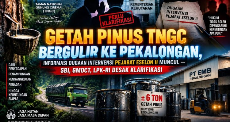 GETAH PINUS TNGC BERGULIR KE PEKALONGAN, INFORMASI DUGAAN INTERVENSI PEJABAT ESELON II MUNCUL! SBI, GMOCT, LPK-RI DESAK KLARIFIKASI 1