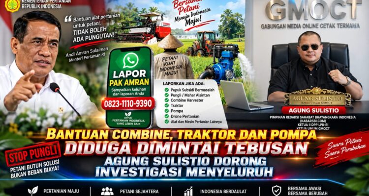 Bantuan Combine, Traktor dan Pompa Diduga Dimintai Tebusan, Agung Sulistio Dorong Investigasi Menyeluruh 1