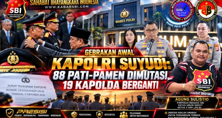 Gebrakan Awal Kapolri Suyudi: 88 Pati-Pamen Dimutasi, 19 Kapolda Berganti 2
