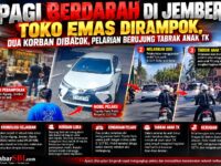 Pagi Berdarah di Jalan Sultan Agung Jember: Toko Emas Dirampok, Dua Korban Dibacok, Pelarian Berujung Kecelakaan 13