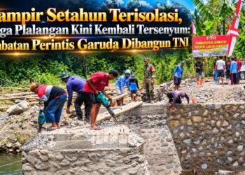 Hampir Setahun Terisolasi, Warga Plalangan Kini Kembali Tersenyum: Jembatan Perintis Garuda Dibangun TNI 18